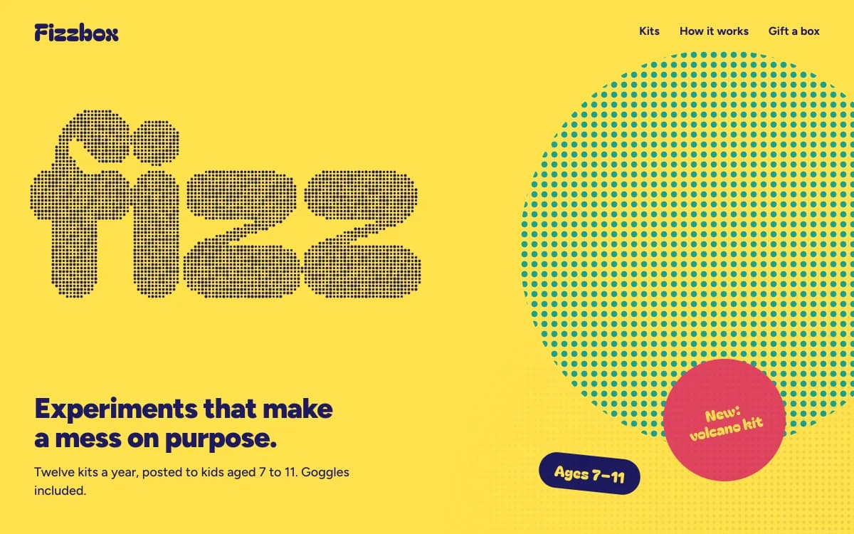 Playful Toybox specimen: Bubbly type, primary grounds and things you want to poke. For kids' brands, games and anything that should make people grin.